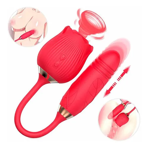 Vibrador Rosa Duplo Com Sucção E Penetração À Prova D'água